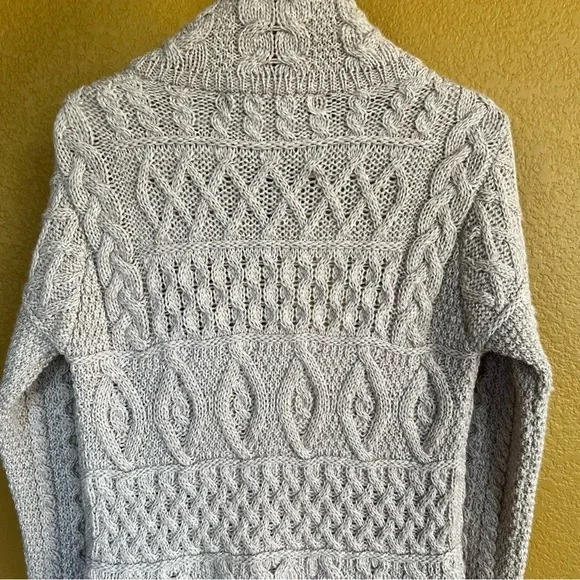 Inis Crafts Merino Wool Long Full-Zip Tunic Cardigan Sweater Beige - Picture 5 of 12